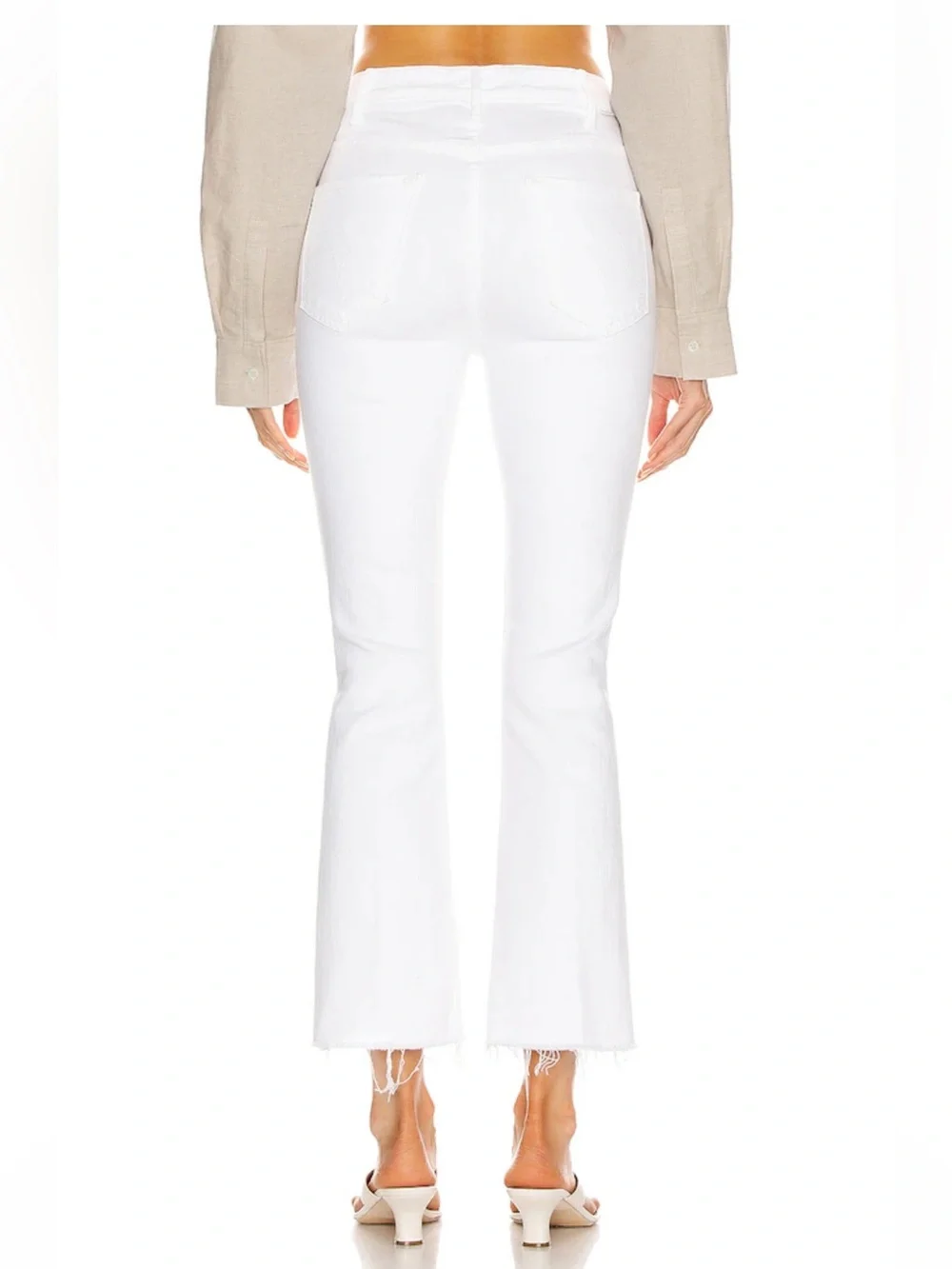 Mother Cropped White Hustler Ankle Fray High-Rise - Picture 2 of 9